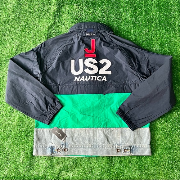 Nautica Reissue Colorblock J-Class US2 Denim-Mix Packable Hooded Jacket Mens L - Picture 6 of 13